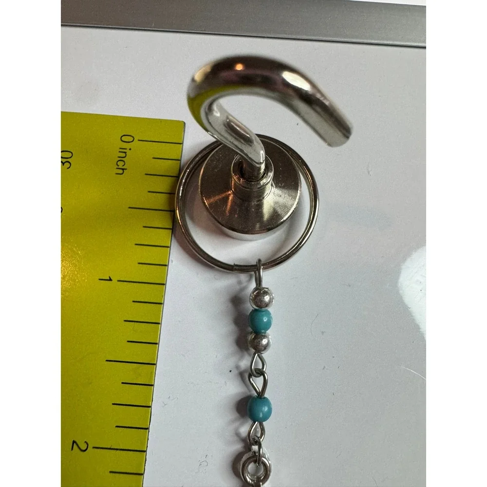 Bohemian Silver Tone‎ Double Feather Keychain with Turquoise Beads Southwestern